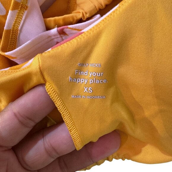 Gilly Hicks Swimsuit Top Womens Yellow Floral Crop Lined Padded Swimwear Size XS - Picture 6 of 6